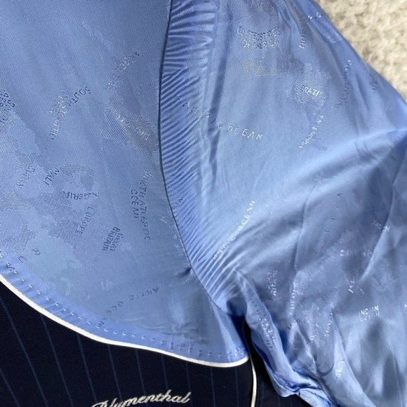 Sam Surin Bespoke Sport Coat 2-Button 44 Blue Pinstripe Surgeon Vented Super 150 - Picture 9 of 16